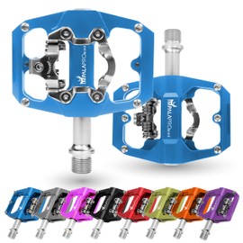 IMPALAPRO - Click Pedals Double Function SPD/Platform Compatible with Shimano - Combination Pedals SPD - Click Pedals SPD - Click Pedals MTB/Gravel Bike - SPD Pedals - 9/16 Inch (Blue)