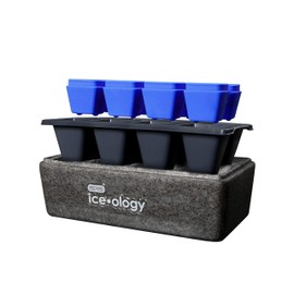 Dexas ice•ology Silicone Clear Ice Maker for Craft Cocktail Ice, 8 Count Cube Tray