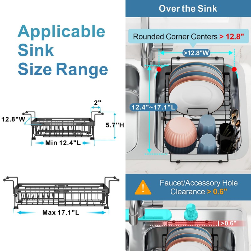 iSPECLE Expandable in Sink Dish Drying Rack - Adjustable Capacity