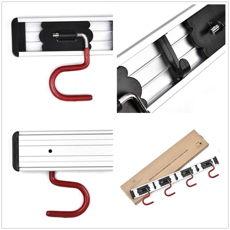 QBOSO Wall Mounted Mop and Broom Holder Stainless Steel S
