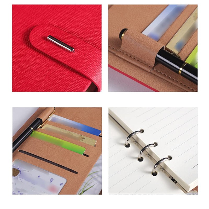 6 Hole Ring Binder Black PU Leather A5 Notebook Personal
