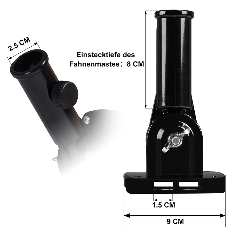 NQ Adjustable Flag Holder, 2.5 cm Diameter, Bracket for Flagpole,