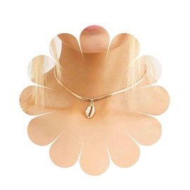 Allereya Vintage Puka Shell Choker Necklace Gold Cowrie Shell Pendant Necklace Chain Punk Snake Chain Necklace Summer Cowrie Shell Necklace Jewelry for Women and Girls (Gold)