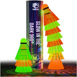 EAGLES LED Badminton Shuttlecocks - 5 or 11 Pack Lighting Birdies, Nylon Glow in The Dark Birdie Balls for Baseball Practice Plastic Light Up Birdies for Outdoor Indoor Sports (360° LED Birdies, 11)