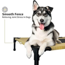 FIOCCO Elevated Dog Bed - Heavy Duty Dog Cot, Washable Raised Pet Bed with Chew Proof Mesh and Metal Frame, Portable Pet Bed for Outdoor Use, Dogs Cot Beds for Large Dogs, Agave Green/Black Mesh