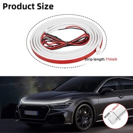 Ziciner Car Hood Light Strip, 71 Inch Flexible LED Strip Waterproof Auto Daytime Running Lights, Vehicle Universal Exterior LED Strip Accessories Fits for Car, Van, SUV, etc (White)