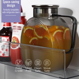 Glass Pitcher With Lid, 2.3 Liter 78 oz Glass Water Pitchers, 0.6 Gallon Glass Pitcher With handle and Lids for Fridge, Carafe Jug Jar For Hot/Cold Water Tea Iced Juice Coffee Milk Beverage