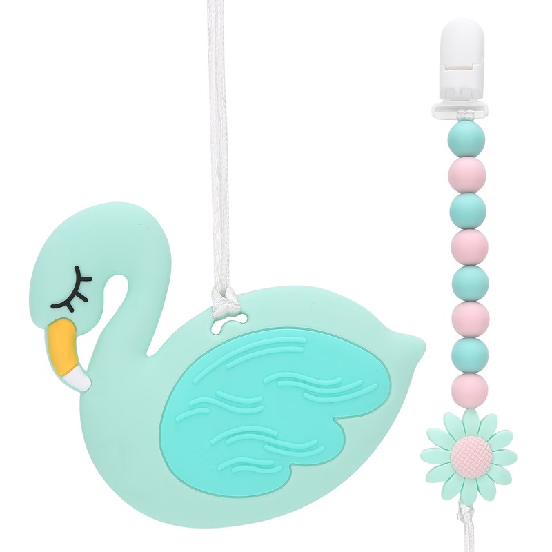 Swan Shape Infant Baby Pacifier Clip AntiLost DIY Teething Necklace