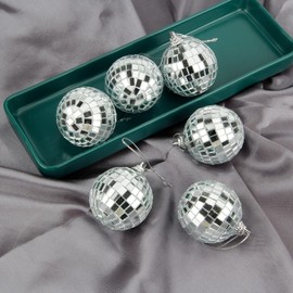 Mirror Disco Balls Set - Silver Disco Party Decoration Bright Reflective Mirror Christmas Balls Easy to Hang Suitable for Christmas, Wedding, Family Party Decoration (24 pcs)