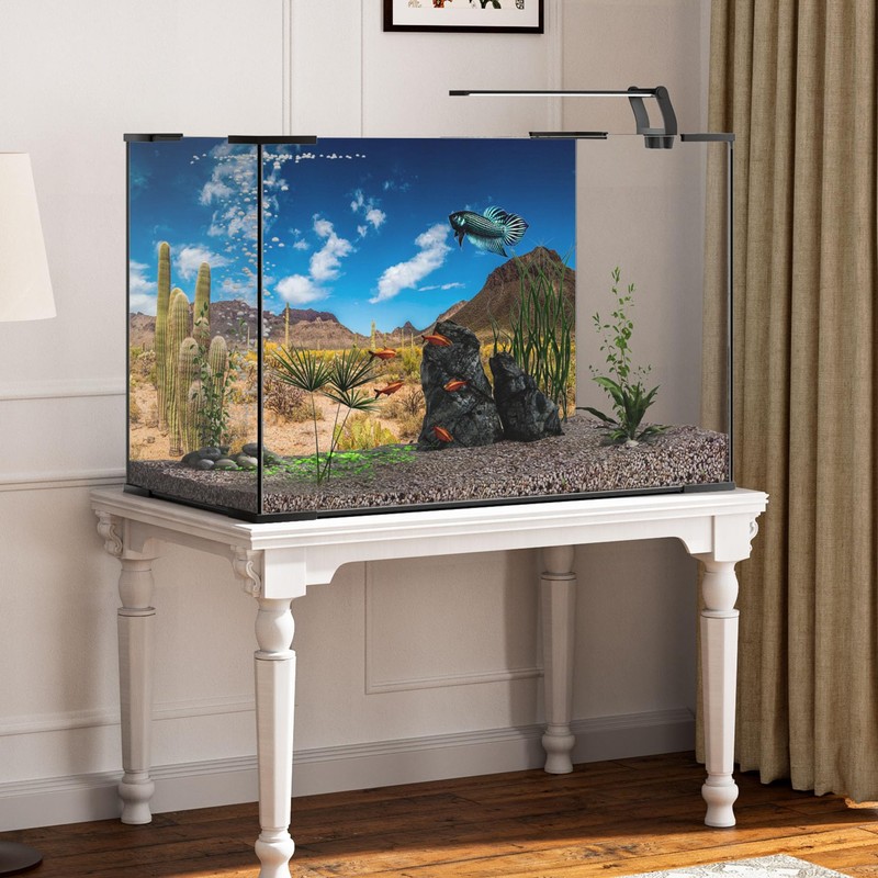 MIRRORANG 120x46cm Reptile Habitat Background Blue Sky Oasis Cactus Desert