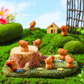 Simgoing 30 Pcs Mini Capybara Resin Figurines Capybara Figure Ornament Miniature Animal Desktop Tabletop Outdoor Craft Decor for Garden Miniature Landscape Accessories (Brown)