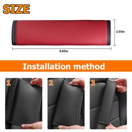 CGEAMDY Pack of 2 Seat Belt Shoulder Pads, Durable Leather Pads, Car Seat Belt Covers for Adults, Women and Men (Burgundy)