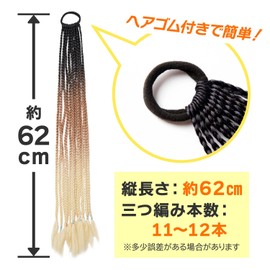 Classe Wig Specialty Shop Made, With Elastic Band, Easy Braid Extensions, Kids, From Children to Adults, Video Available, Gradient, Three-strand Braid, Length Adjustable by Cutting, Dance, Festivals