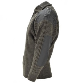 Austrian Army Alpine Sweater Mil-Tec Men’s Pullover Knit, Breathable V-Neck Wool Sweater, Olive Medium