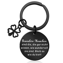 Otuuz Inspirational Keyring with Saying Lucky Charm Special People Keyring Bleib so wie du bist Birthdays Encouragement Gift for Colleagues Friends, black