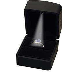LED Black Ring Box for Proposal, Wedding, Engagement...Luxury Arc Shaped Top Design LED Ring Jewelry Gift Box with Light for Men for Women for Girls Box Dimension 2.28〞(W)*2.48〞(D)*1.65〞(H)