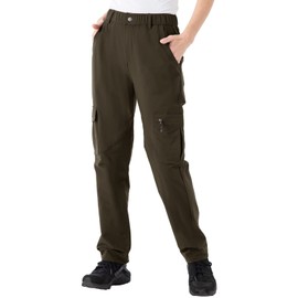 Rdruko Women's Hiking Cargo Pants Lightweight Quick Dry Water Resistant Outdoor Work Travel Pants with Pockets Brown X-Small