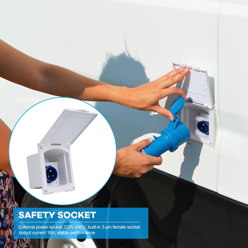 Jadeshay 16amp Socket, 220V-240V Caravan Outdoor Socket Waterproof Mains Flush