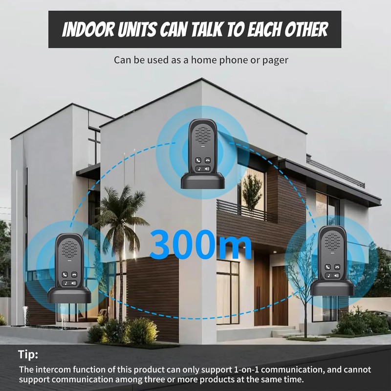 PANDAAR Doorbell Wireless, Full Duplex Two Way Intercom, 984ft Long