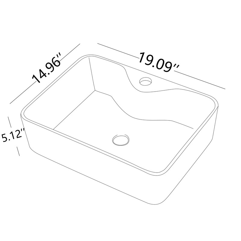 Rectangular Vessel Sink - Beslend 19”x15” White Modern Ceramic Porcelain