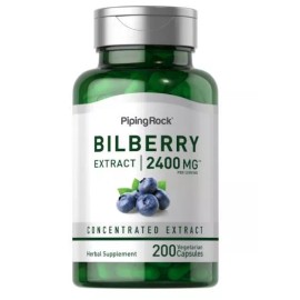 Piping Rock Bilberry Extract Capsules 2400mg | 200 Count | Non-GMO | by Piping Rock