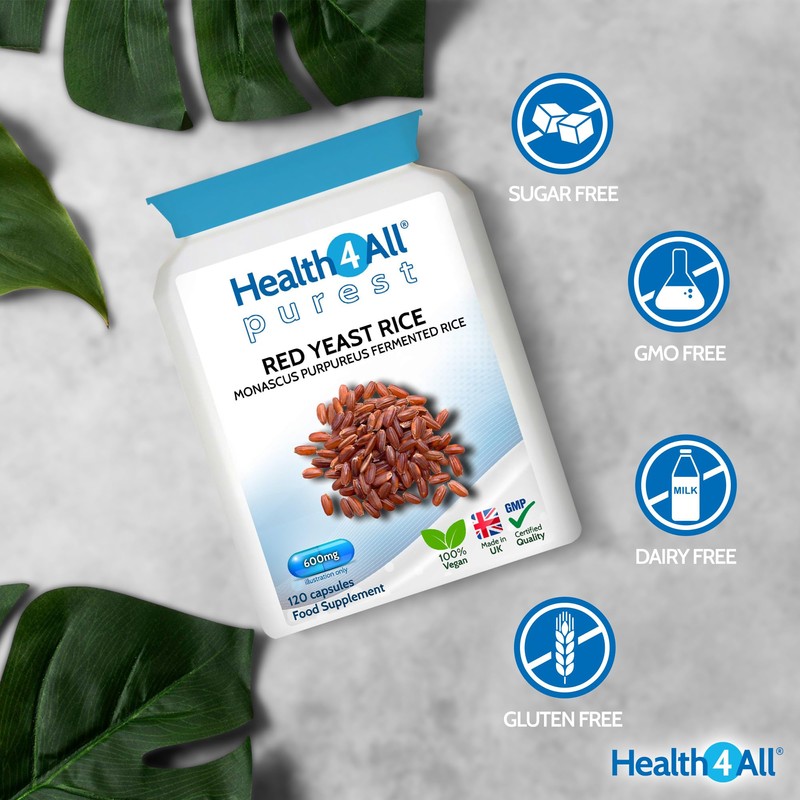 Health4All Red Yeast Rice 600mg per Capsule 120 Capsules, 4