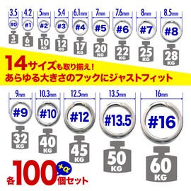 Orurdo Fishing Tackle Qb500096a04n0 Split Rings (Flat Rings) 100 Pieces + 3 Pieces #4 (Load Capacity: 37.5 lbs (17 kg)