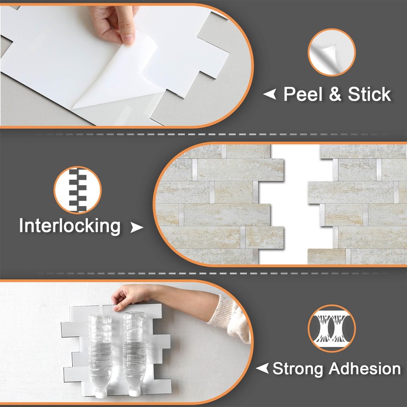 VAOVI Matte Marble Subway Tile Peel and Stick Backsplash for