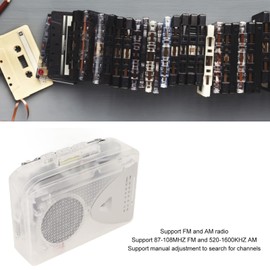 Cassette Player, FM AM Radio Stereo Cassette to MP3 Converter, Portable Compact Tape Player with 3.5mm Jack and Speaker for Daily, Home, Gifts (Transparent)