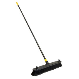 Quickie Cleaning Bulldozer 24-Inch Push Broom, 60-Inch Steel Handle, Smooth Surface Bristles, with Scraper for Stuck on Mess, Indoor/Outdoor Floors in Home/Garage/Basement/Driveway Use