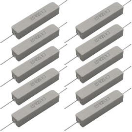 Dimlove Cement Resistor,10 PCS 20W 20K Ohm 5% Axial Lead Wire Resistor White Wound Fixed Ceramic Resistors Wirewound Power Flame Heat Moisture Resistance Precharge Horizontal