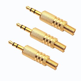 3.5mm/1/8 Stereo Male Plug Audio Cable Connector w/Spring Coax Cable Audio Solder Adapter 3-Pack