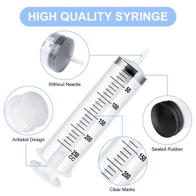 OFFCUP Large Syringe 250 ml, Plastic Syringe with Hose and
