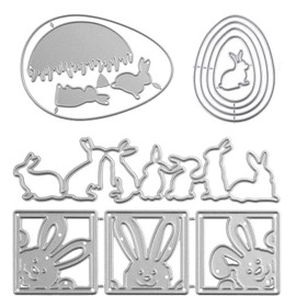 Set of 4 Easter Cutting Dies Stencil Cutting Dies Easter Bunny Easter Egg for Crafts Scrapbooking Photo Paper Cards Craft DIY Easter Gift Decoration Cutting Dies Easter