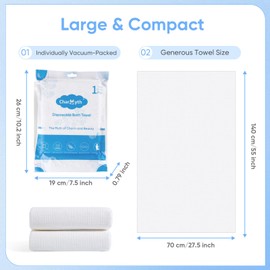 Charmyth Disposable Bath Towel 3 Pack 56'' x 27.5'' Disposable Body Towels for Travel, Durable Large Portable Towels for Camping Beach Swimming SPA, Individually Packed