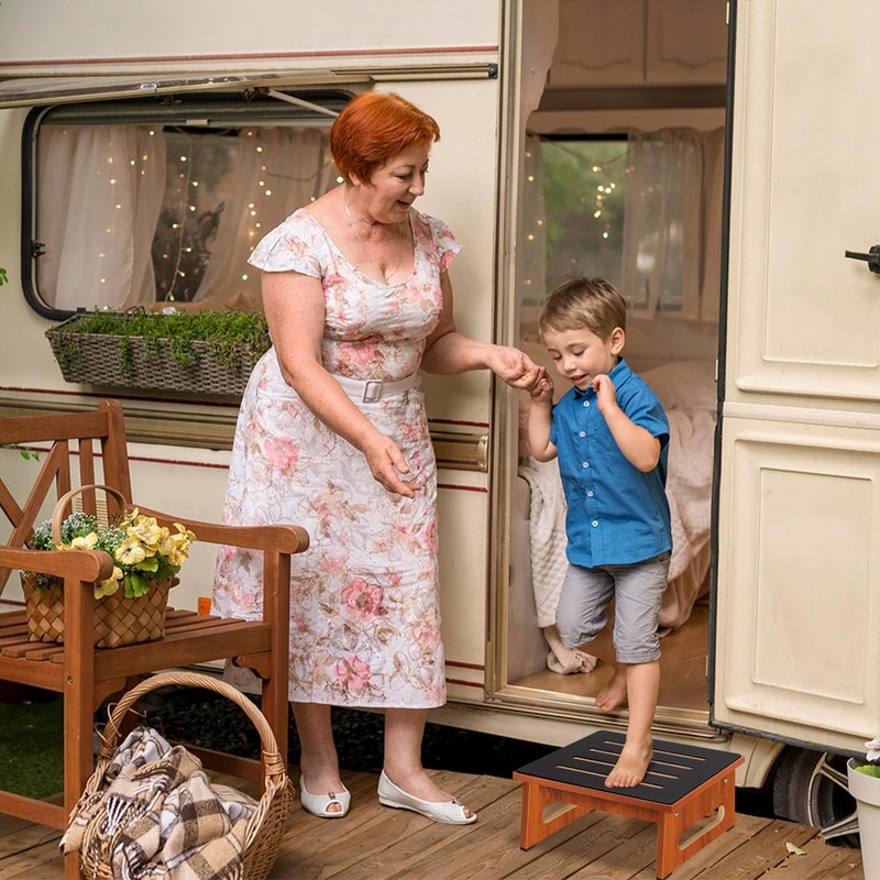 One Step Stool for Adults Seniors with Non-Slip Rubber Stepping