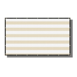 Coarbor 2'x8' Privacy Fence Screen Windscreen Fencing Mesh Shade Net Cover Heavy Duty Fencing for Outdoor Patio Deck Backyard Garden Wall Blocking Neighbor, Beige White Strip