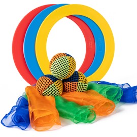 oazoxcx Juggling Starter Set with 3 Juggling Balls, 3 Cloths, 3 Rings. Perfect for Developing Motor Skills and Juggling Skills