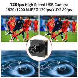 IFWATER 120fp Global Shutter USB3.0 High Speed Industrial Camera,1200P HD Webcam with 112°HFOV No Distortion Wide Lens,UVC Plug&Play for Motion Analysis Factory Industrial Visual Detection Golf Swing