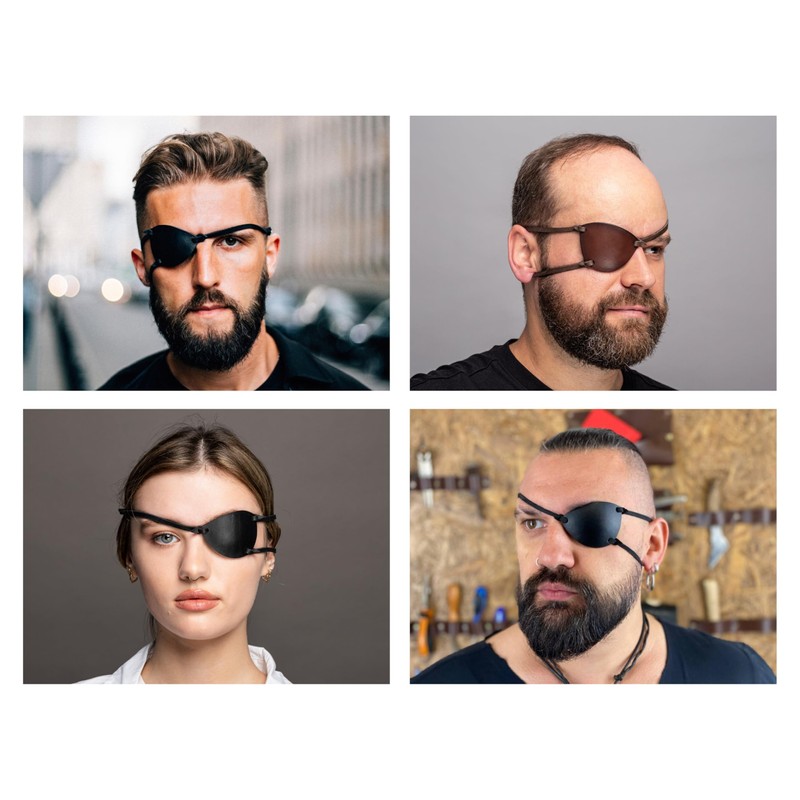 Premium Handmade Metal Gear Leather Eye Patch with Soft Foam