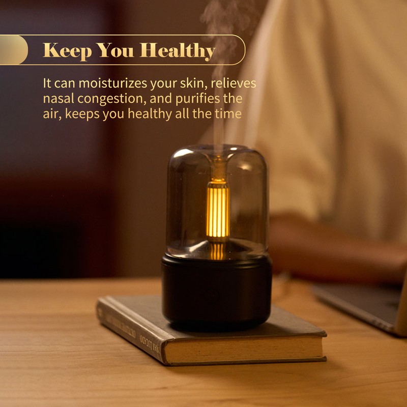 Candlelight Style Aroma Diffuser 120mL Mist Humidifier Warm White Night