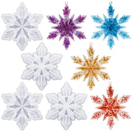 4 Pcs Snowflake Resin Molds, 3D Christmas Snowflake Molds, Christmas Epoxy Resin Mold for DIY Winter Xmas Pendant Decoration