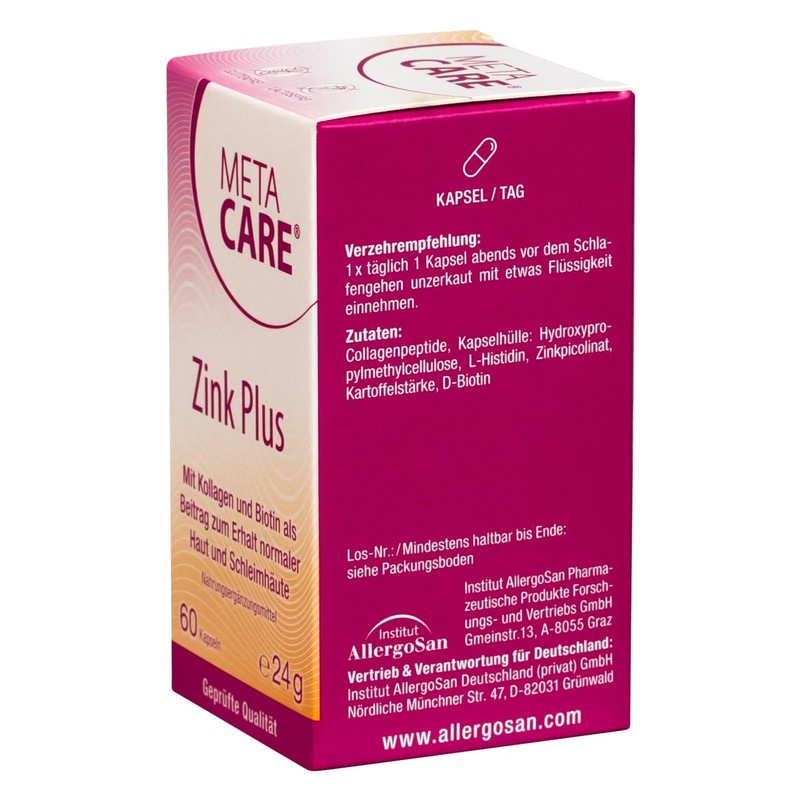META CARE Zinc Plus - Innovative Combination with Collagen and