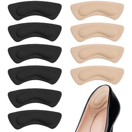 BraceBull Silicone Heel Grips (5 Pairs), Heel Pads for Shoes Too Big Women & Men, Self-Adhesive Shoe Heel Grips, Filler Improved Shoe Fit and Comfort, Stop Heel Slip and Blister (Black+Pale Apricot)