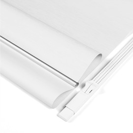 100% Blackout Roller Window Shades, Striped Jacquard Window Blinds with Thermal Insulated, UV Protection Waterproof Fabric, Roll up and Down Shades Home and Office(White - 30" W x 72" H)