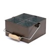Galvanized Metal Caddy 4 Compartments With Wooden Handle, Flatware Organizer,