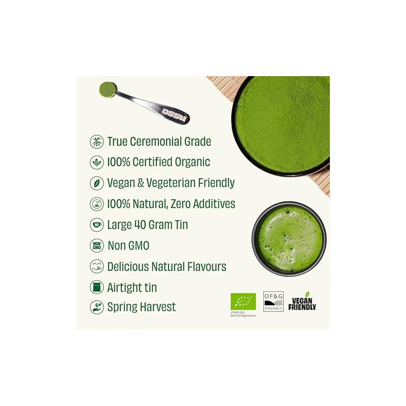 OSSU Organic Ceremonial Matcha Powder - Premium Japanese Green Tea