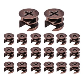 Skweawert 20Pcs Furniture Cam Lock Fasteners 12x15mm(0.47"x0.59"),Locking Cam Fitting Lock Nut Connectors for Drawer Cabinet,Compitable with IKEA Hardware Parts(Bronze)