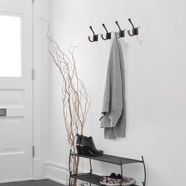 khtumeware Wall Hooks,5 Pack Coat Hooks Hardware Towel Hooks for Hanging Coats Double Oil Rubbed Bronze Robe Hooks Wall Mounted with Screws for Key, Towel, Bags, Cup.