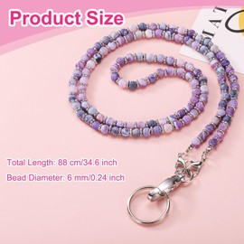 sourcing map Beaded Lanyards for ID Badges, 34.6" Teacher Lanyard ID Badge Lanyards with Clips for Women Beaded Lanyard Cute Teacher Gifts Chains Keychains, Purple